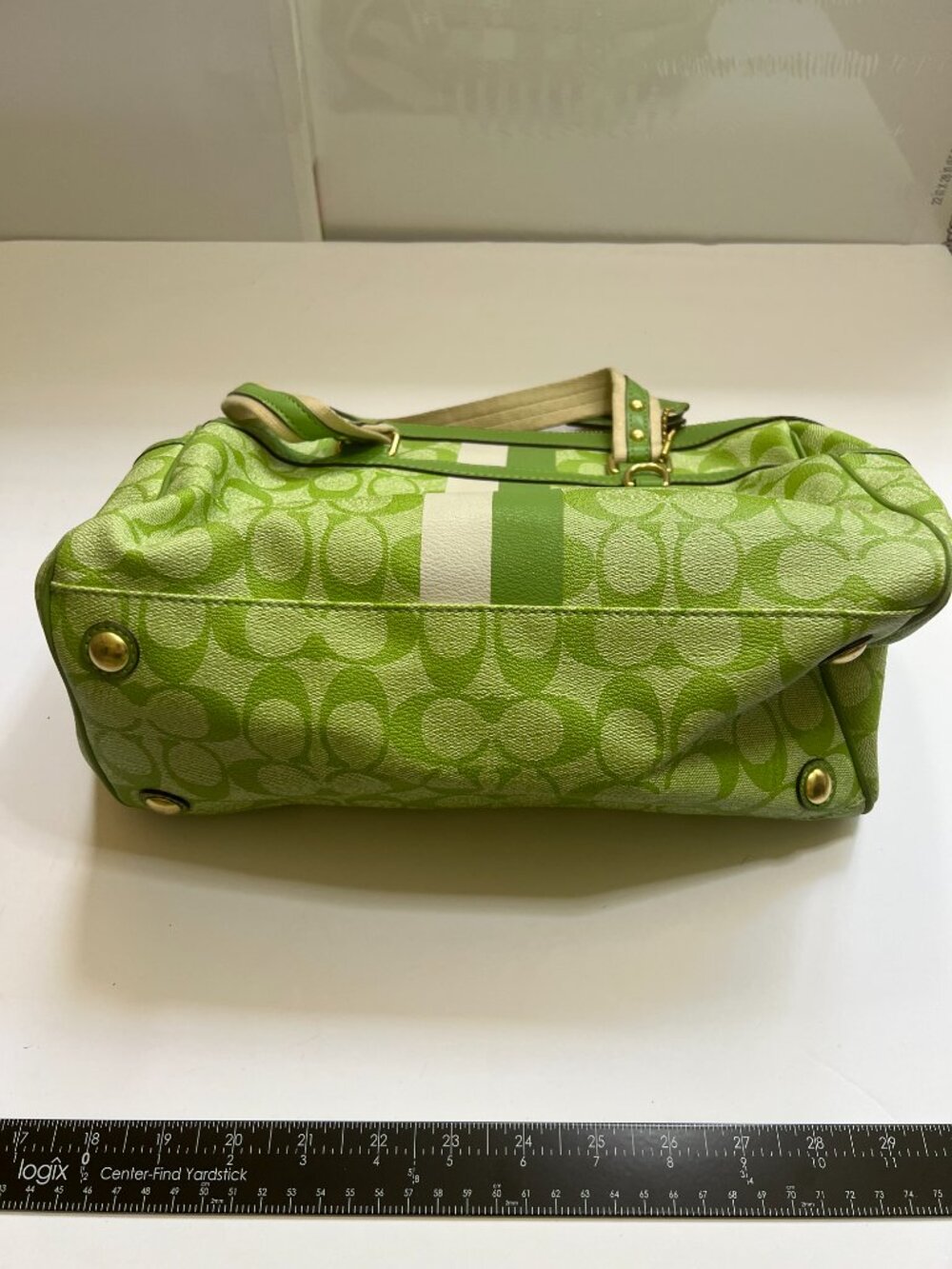 Coach Green Signature Heritage Satchel (Model 13190), - Picture 2 of 7